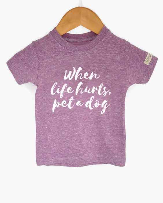 Ecofriendly tshirt, made from recycled bottles and organic cotton. Includes donation to save dogs! at Trendy Little Sweethearts