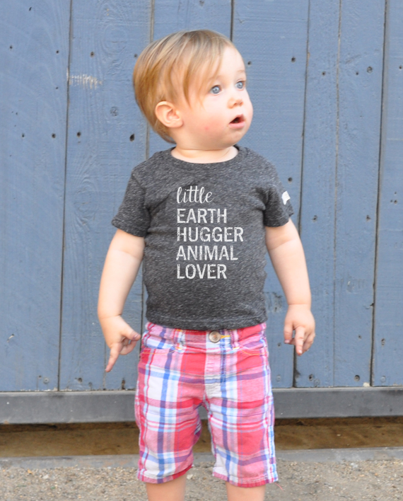 Ecofriendly kids tee, made from recycled bottles and organic cotton. Includes donation to save animals! at Trendy Little Sweethearts