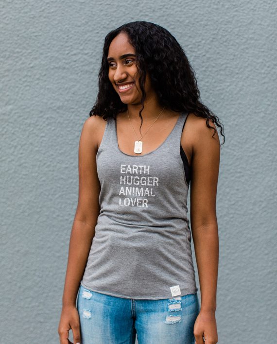 Eco conscious bamboo and organic cotton raw edge tank top to help animals | Trendy Little Sweethearts